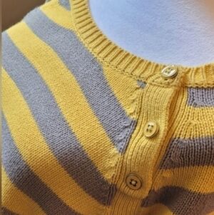 Banana Republic Like New Striped Yellow and Gray Boatneck Sweater